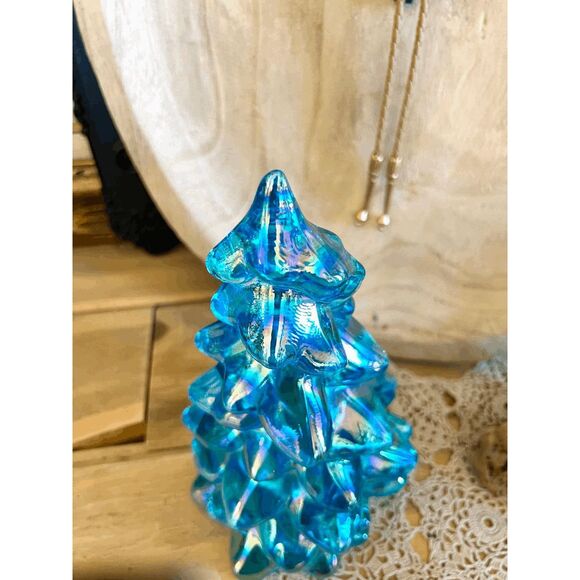 Vintage Mosser Glass Bluenique Carnival Christmas Tree – 8 Inch - Picture 3 of 4